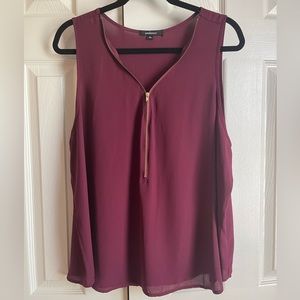 Burgundy Sleeveless Top with Zipper Detail 2XL